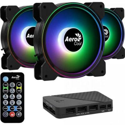 Kit de Coolers para Gabinete Saturn 12 Pro ARGB com 3 Ventiladores 120MM e Hub H66F Preto Aerocool