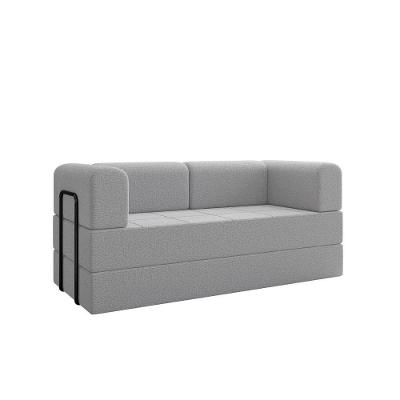 Sofá Na Caixa Modular 2 Lugares Linho Bege Para Sala cinza