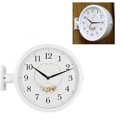 Relógio De Parede Dupla Face Vintage Estilo Estação De Trem Decorativo Retrô Branco Luxo Analógico