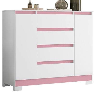 Cômoda Sapateira Atena 2 Portas E 4 Gavetas Quadriflex Branco-rosa - Móveis Albatroz
