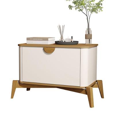 Mesa De Cabeceira Buriti Off White Com Nature - Moveis Jb