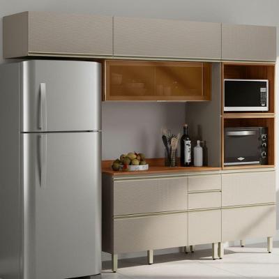 Cozinha Modulada 4 Peças 270 Cm Vidro DP2704 Nogueira Nude Prime Demartez