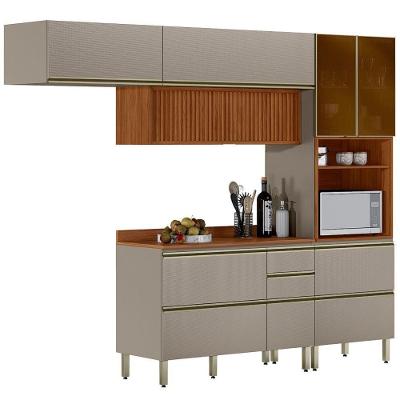 Cozinha Modulada 4 Pecas 270 Cm Ripado Dp2703 Nogueira Nude Prime Demartez Nogueira Nude Prime