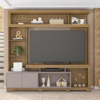 Estante Tv 70 Pol 210cm Sala De Estar Mirel C01 - D'rossi Bege Amarelado-cinza
