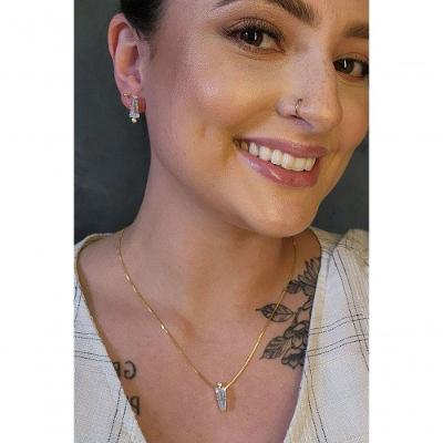 Conjunto de Joias Floratta Joias Trapézio em Zircônia [F027] Banhado em Ouro 18K 45CM Dourado