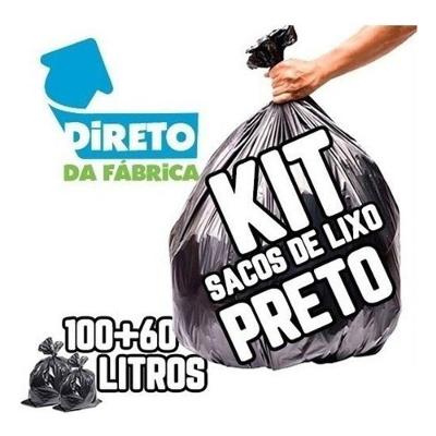 Kit Saco para Lixo Saco de Lixo 100un 100L e 200un 60L Preto Reforçado para Uso Doméstico Higipack