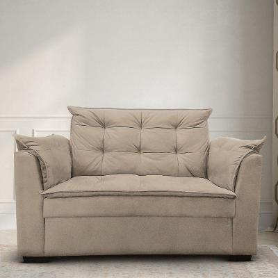 Sofá 2 Lugares Para Sala Moderno Confortável ágata Suede Bege