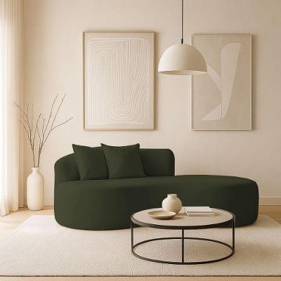 Sofá Feijão De Canto Curvado Elegante 2 Lugares Bouclé verde Musgo
