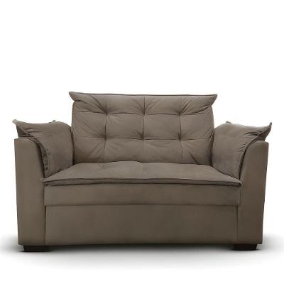 Sofá 2 Lugares Para Sala Moderno Confortável Amélia Suede Bege Escuro
