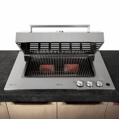 Churrasqueira a Gás Cooktop Ranch com Tampa e Grelha Uruguaia Inox Bivolt Fischer