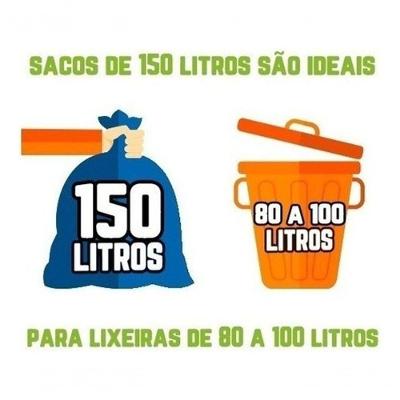 Saco de Lixo Kit 300un de 150l Reforçadíssimo para Uso Geral Azul Higipack