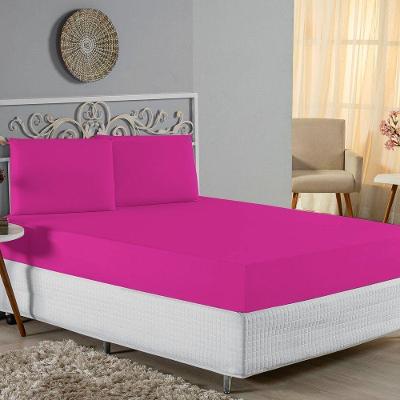 Jogo De Cama Casal Nobre 3 Peças Lençol Com Elástico De 30cm De Altura Malha 100% Algodão - Pink