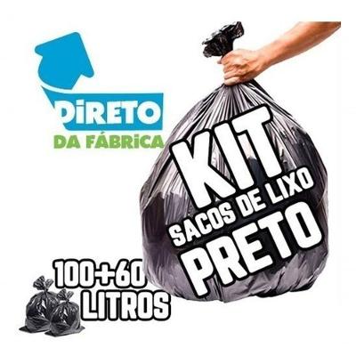 Saco para Lixo Kit Reforçado Preto 200UN 100L e 100UN 60L para Uso Doméstico e Comercial Higipack