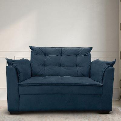 Sofá 2 Lugares Para Sala Moderno Confortável ágata Suede Azul Marinho