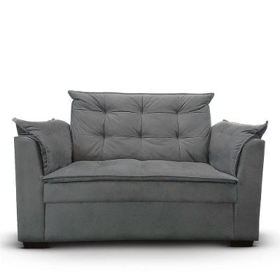 Sofá 2 Lugares Para Sala Moderno Confortável Elegance Suede Cinza