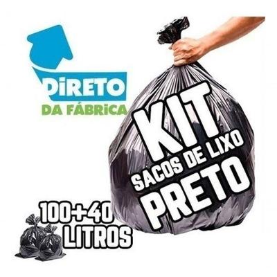 Saco para Lixo Kit Saco de Lixo 100L Preto e 40L Azul Reforçado 200 Unidades no Total Higipack