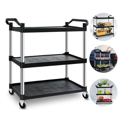 Carro Bandeja Triplex 3 Andares Capacidade 150KG Robusto Resistente Preto Nobre