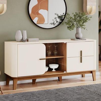 Buffet Rael Para Sala De Jantar 2 Portas 2 Gavetas Retro Off White Com Nature