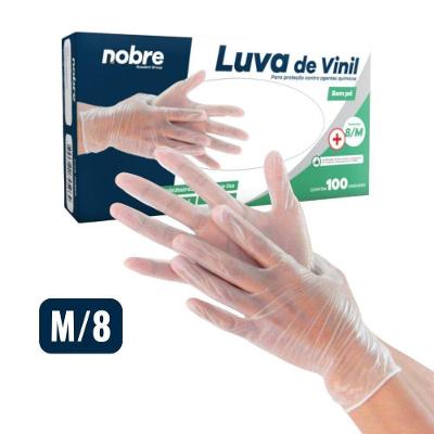 Luvas de Vinil Descartáveis sem Pó CA 41265-MTB Tamanho m Proteção Química Leve Transparente Nobre