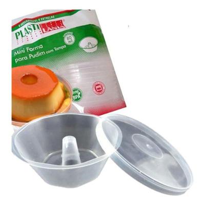 Kit 100 Formas Mini Pudim Mini Forminhas Plastilânia 80ML Plástico Polipropileno Forneável