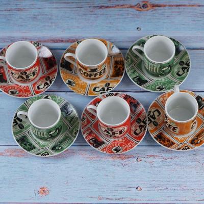 Jogo para Café Colors Coffee em Porcelana com 12 Peças para Bebidas Quentes Full Fit