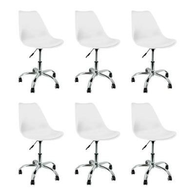Kit 6 Cadeiras Luisa Saarinen Giratória, Home Office, Regulagem De Altura, Branco
