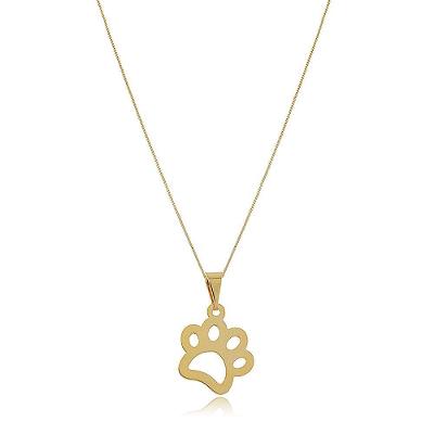 Colar Floratta Joias com Pata do Seu Pet Folheado em Ouro 18k F027 Hipoalergênico Níquel Free