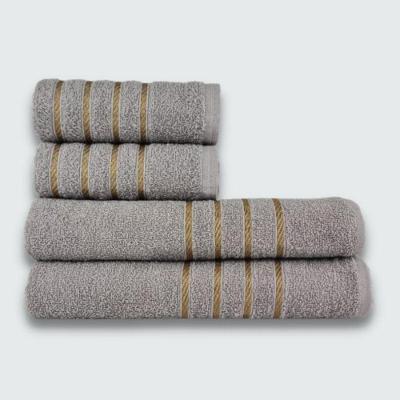Jogo de Toalha 4 Peças Coleção Montreal 2 Banho 2 Rosto 100% Algodão 330G-M² Alta Absorção Cinza