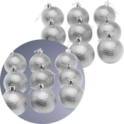 Kit de Bolas de Natal 36 Unidades 60mm em Plástico para Decoração de Árvore Prata