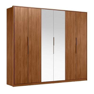 Guarda Roupa Casal Atrice D66012k 6 Portas Nogueira Touch Com Espelho Demóbile - Demartêz