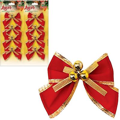 Kit 32 Laços Natalinos Decorativos Laço Natalino para Árvore de Natal com Bolinhas 6CM Vermelho