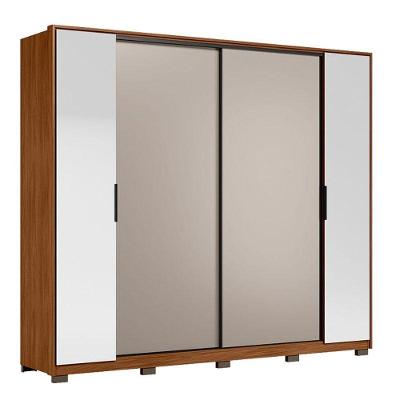 Guarda Roupa Casal Laredo D44010kpe Nogueira Nude Prime Tx Flex Com Espelho E Pés Demóbile - Demartêz