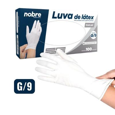 Luvas Descartáveis de Látex CA Nº 37166 Ambidestra Proteção Contra Respingos Químicos Branca Nobre