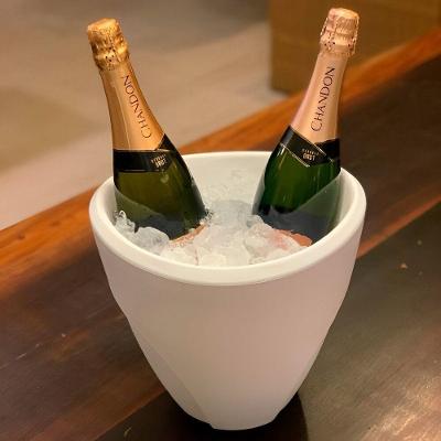 Champanheira 5L Pequena Balde de Gelo com Parede Dupla em Polietileno para Bebidas Branco Decorfun