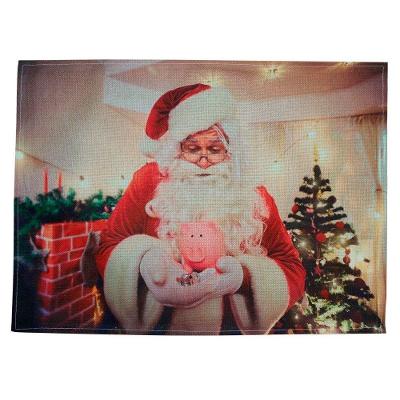Jogo Americano Estampa Natalina Papai Noel 100% Algodão 33CM X 45CM 2 Peças Multicor