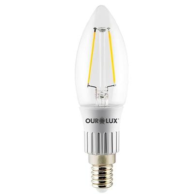 Lâmpada Em Formato de Vela Led com Filamento 3 Watts E14 2700k Bivolt 20175 Ourolux Vela Led Fil
