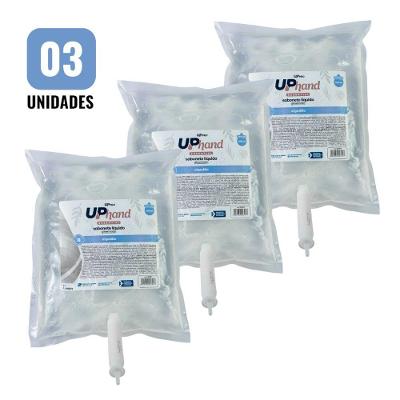 Kit 3 Sabonetes Líquidos Glicerinados Uppro Hand Algodão 800ML com Válvula Uppro