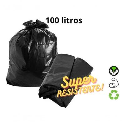 Saco para Lixo Super Reforçado Uso Pesado Preto 100L Kit 100 Unidades Higipack