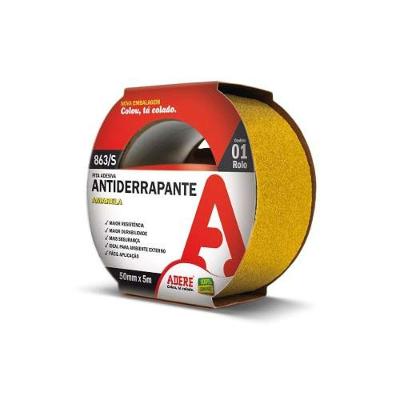 Fita Antiderrapante Fita Amarela 50mm X 5 Metros para Pisos e Superfícies Lisas Adere