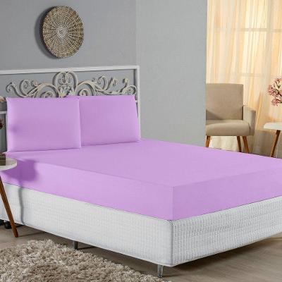 Jogo De Cama Casal Nobre 3 Peças Lençol Com Elástico De 30cm De Altura Malha 100% Algodão - Lilás