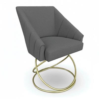 Poltrona Luxo Alana Linho Base Luxo Dourado - Pallazio Cor Grafite