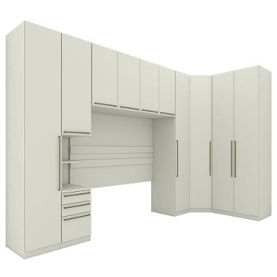 Quarto Modulado Casal Seletto 6 Peças Com Canto Oblíquo Areia - Móveis Henn Areia