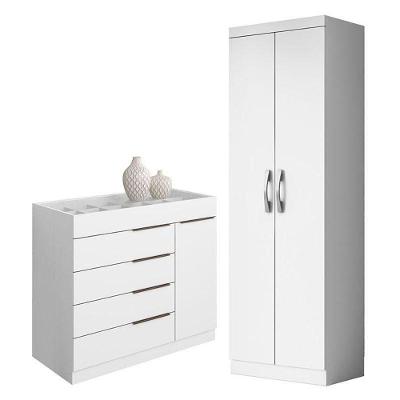 Cômoda Sapateira Sevilha 2004147 E Armário Multiuso New 2000192 Branco Tx - Aramóveis