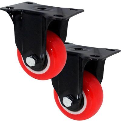 Kit 4 Rodas Rodízio Reforçado Anti Risco Outras Marcas para Móveis 75X32MM Poliuretano Vermelho
