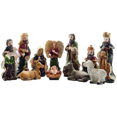 Presépio de Natal Decoração Enfeite Presépio Natal Escultura Resina 11 Peças em Resina Dourado