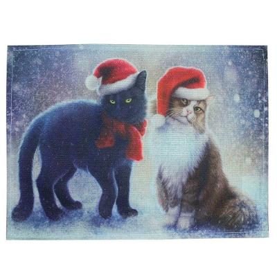 Jogo Americano Estampa Natal Gatinho Natalino 100% Algodão 33CM X 45CM 2 Peças Vermelho Outras