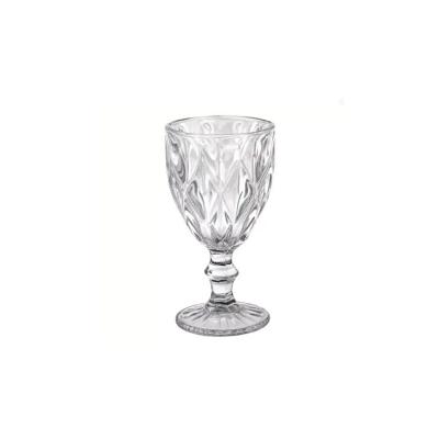 Jogo de Taças Diamante 340ML em Vidro com Relevos Facetados Transparente Praticasa