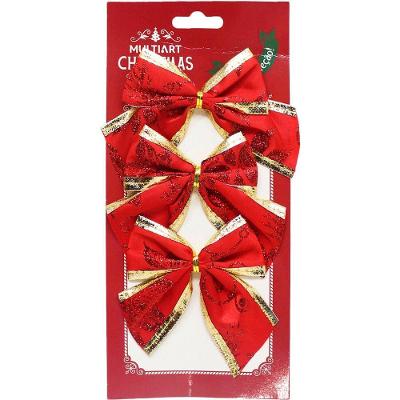 Kit Enfeite Laço Natalino Modelo para Decoração com 36 Laços Vermelho e Dourado