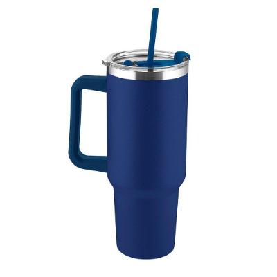 Garrafa Canecão 1300ML em Inox Reciclado Parede Dupla Térmica anti-vazamento com Alça e Canudo Azul