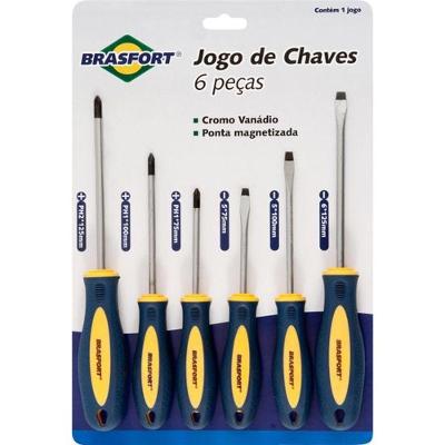 Jogo de Chaves de Fenda e PHILIPS F002 Kit com 6 Peças para Ajustes Comuns Brasfort
